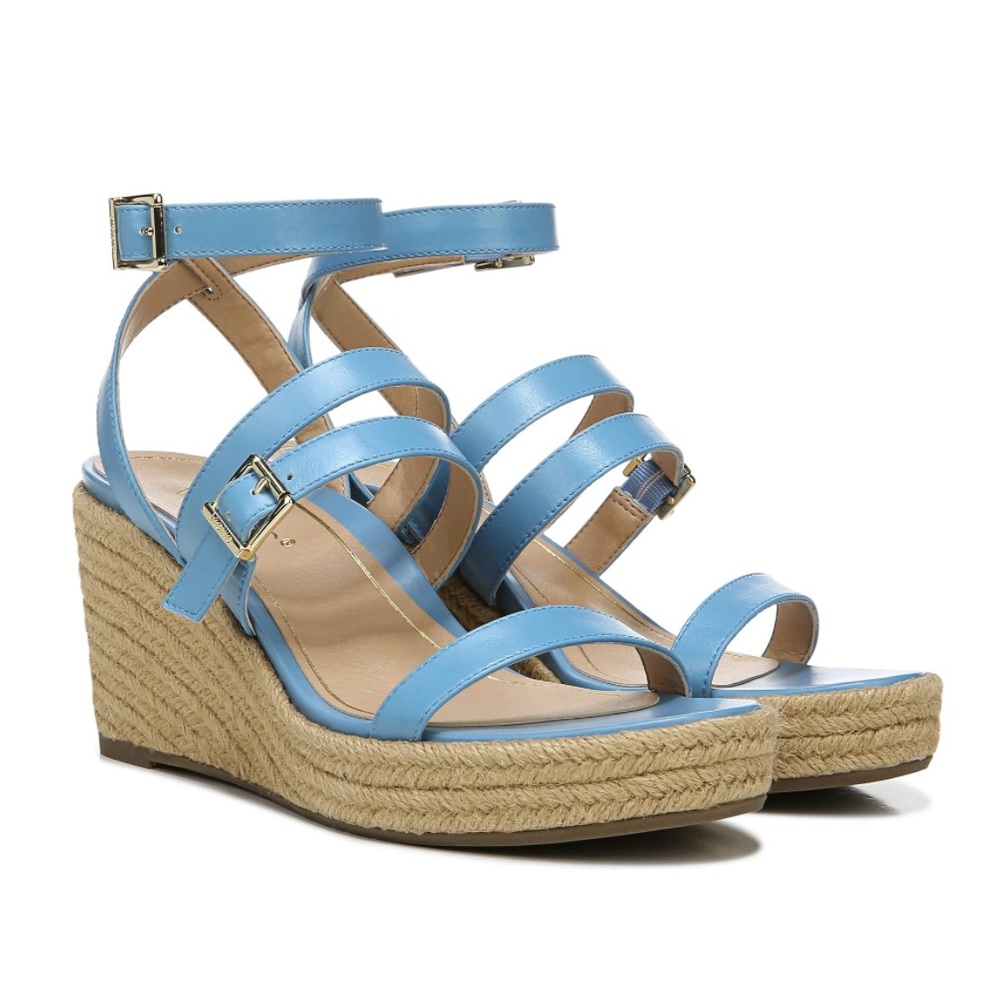 Vionic Sabina Womens Blue Ankle Strap Wedge Sandal